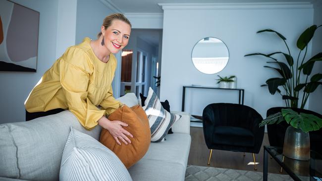 Home stylist Jess Jeffs adding the final touches to a home in St Morris. Pic: Tom Huntley.