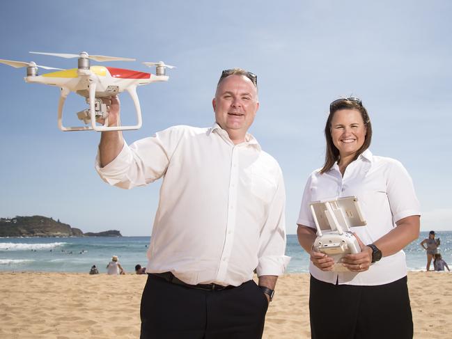 Mr Crouch and Ms Duggan are happy a drone will return to Avoca this summer. Picture: Troy Snook