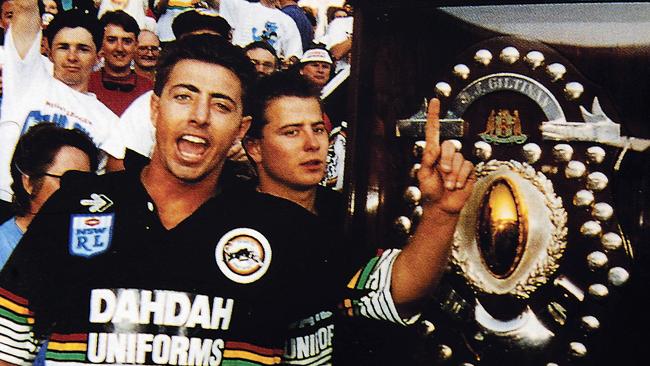 Brothers Greg and Ben Alexander with the premiership in 1991. Picture: Supplied