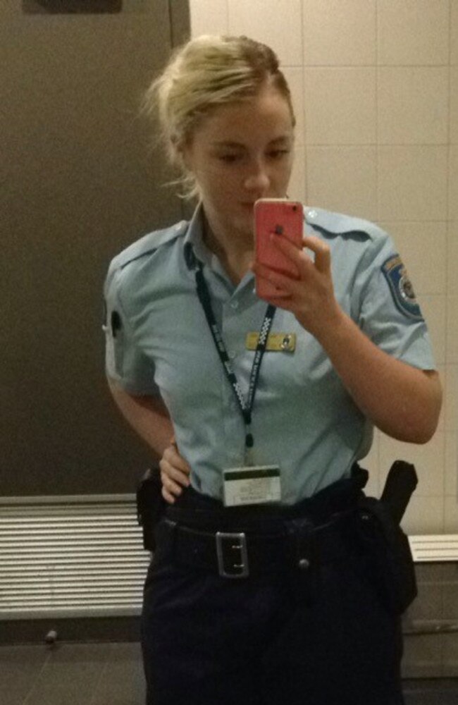 Laura Santin with a pink phone case during her time with the NSW Police Service. Photo: Contributed