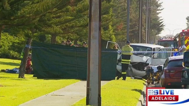 Van hits pedestrian, cyclists at West Beach (9 News)