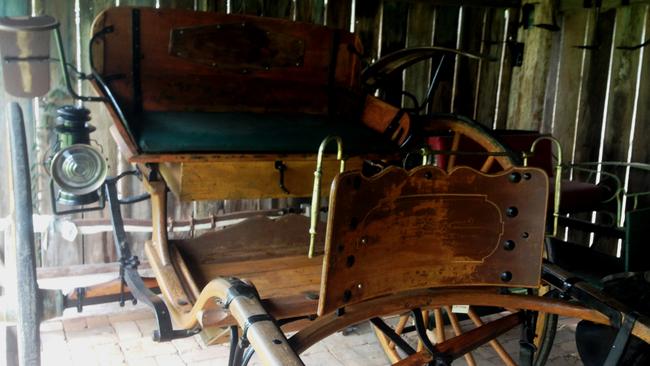 The restored sulky on display at the Lawrence Museum