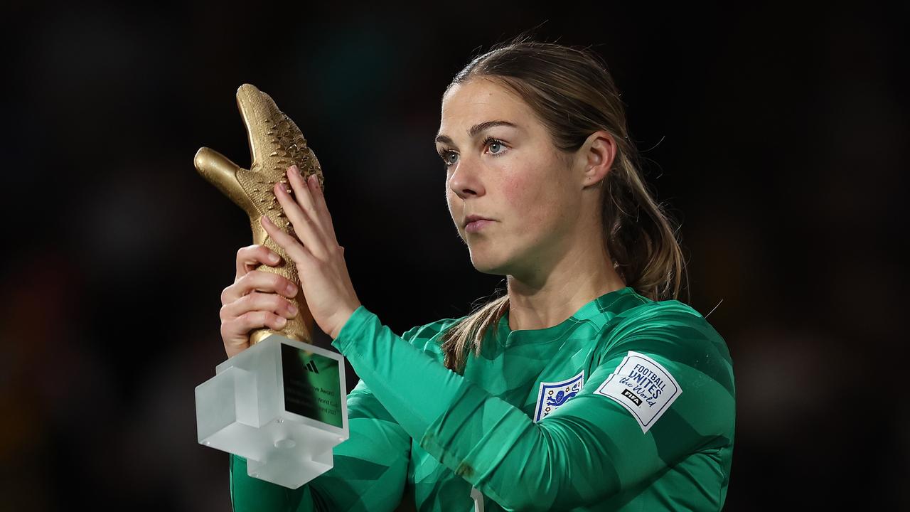 Mary Earps of England is awarded the FIFA Golden Glove Award. (Photo by Cameron Spencer/Getty Images)