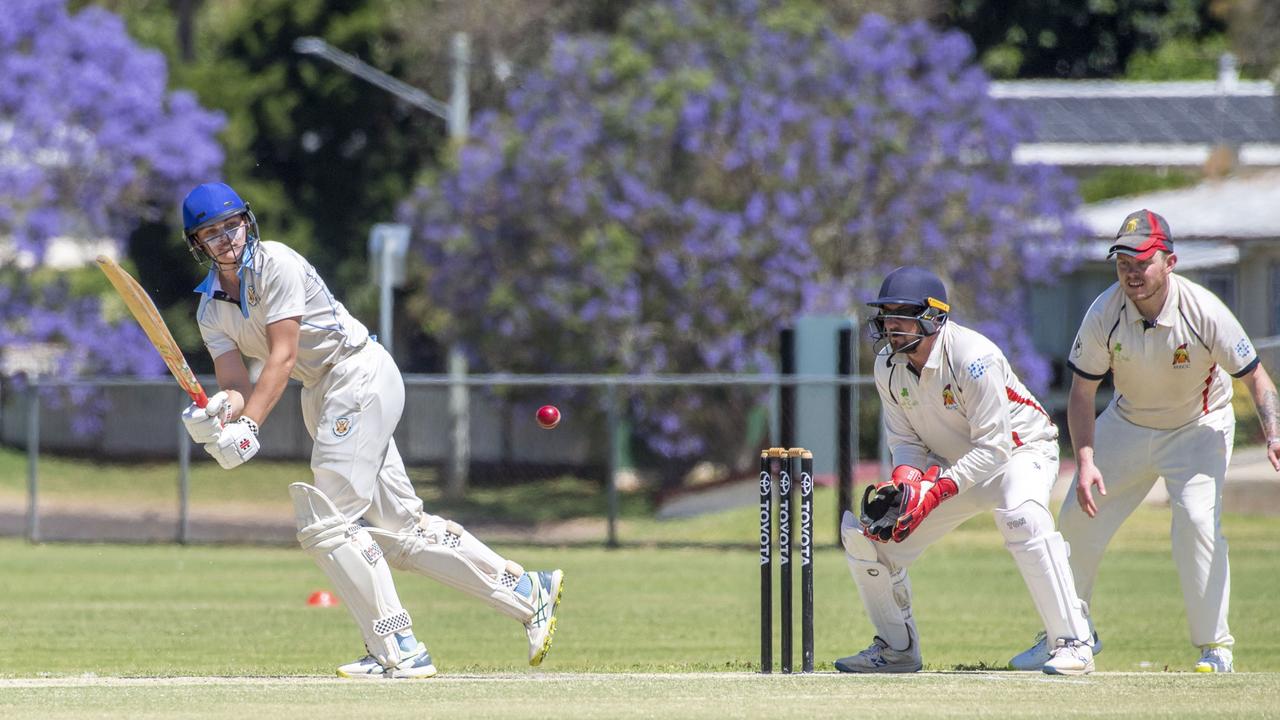 Sam Titterton bats for Wests. Western Districts vs Met Easts, reserve grade cricket. Saturday, November 26, 2022. Picture: Nev Madsen.