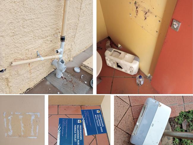 Damage done to the Pallarenda Freemasons Park toilets in early July. Picture: TCC.