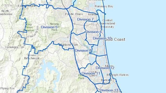 Gold Coast City Council boundaries.