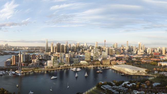 Blackwattle Bay aerial artist impression.