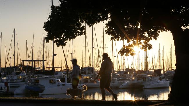 Sunrise at Manly marina yesterday. Picture: Steve Pohlner