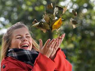 Where did Autumn go? Anneliese Hinchliffe, who was rugged up in Memorial Park, says goodbye to autumn. . Picture: Patrick Woods