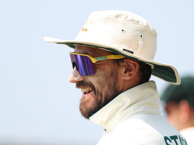 GALLE, SRI LANKA - FEBRUARY 09: Mitchell Starc of Australia heads out to field during day four of the Second Test match in the series between Sri Lanka and Australia at Galle International Stadium on February 09, 2025 in Galle, Sri Lanka. (Photo by Robert Cianflone/Getty Images)