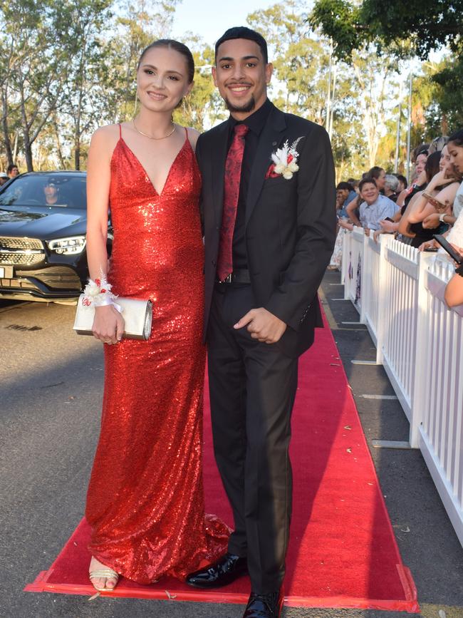 Lucas Gowa and Kahlen Garrett at the North Rockhampton High School Formal 2023.