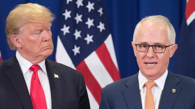 Donald Trump and Malcolm Turnbull at last year’s ASEAN Summit. Picture: AFP/Jim Watson