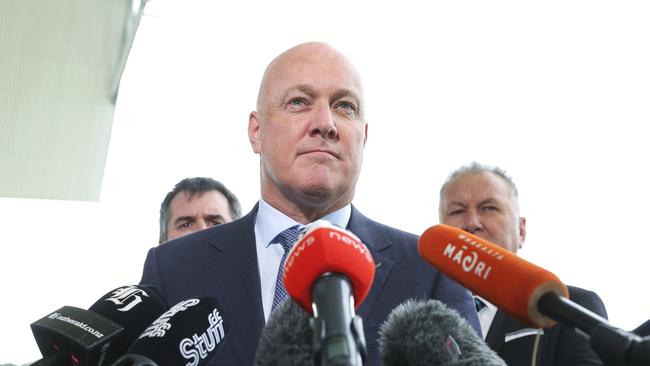 New Zealand Prime Minister Christopher Luxon announces his government’s 100-day action plan last month. Picture: Hagen Hopkins/Getty Images