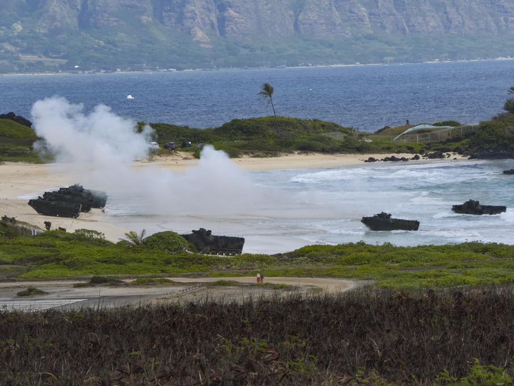 Assault amphibious vehicles transport Marines from multiple partner nation ships during the amphibious demonstration as part of the Rim of the Pacific (RIMPAC) exercise. Picture: US Navy