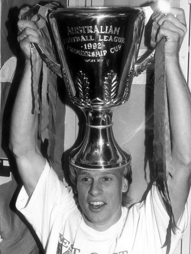 Dean Kemp with the 1992 premiership.