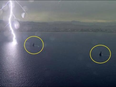 Insane moment lightning nearly hits boat