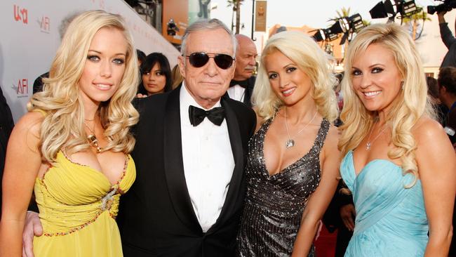 Holly, pictured with her ex and fellow Girls Next Door Kendra Wilkinson and Bridget Marquardt, said Hef would pit the women against each other. Picture: Getty