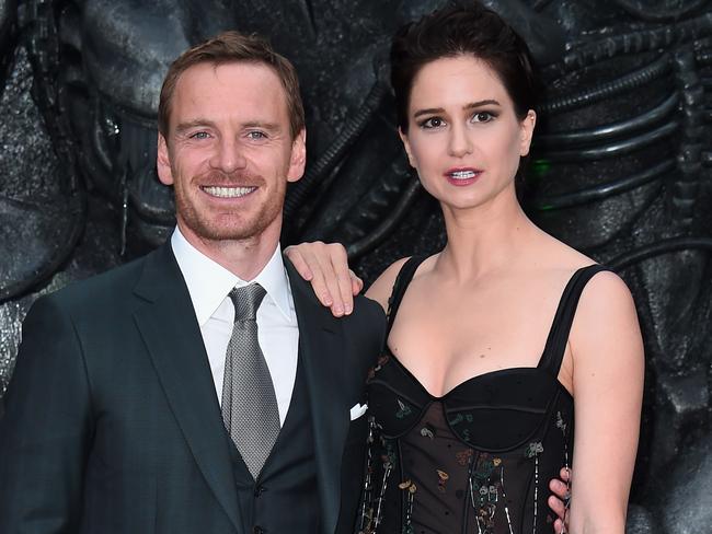 Michael Fassbender with Waterston at the world premiere of Alien: Covenant in London. Picture: Eamonn M. McCormack