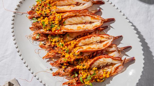 Lennox Hastie’s Christmas prawns. Picture: Nikki To