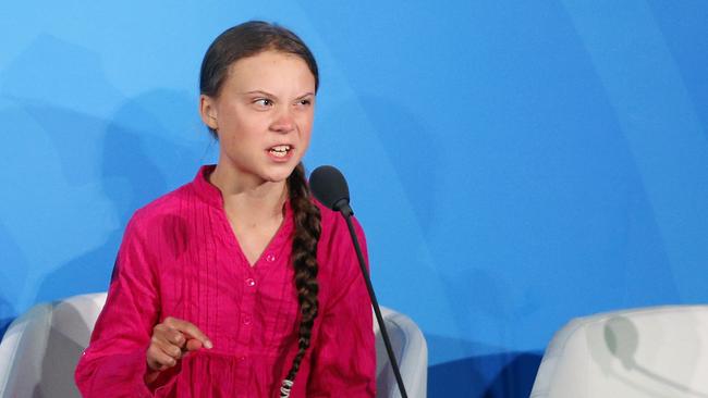 Environmental activist Greta Thunberg addresses the Climate Action Summit in the United Nations General Assembly.