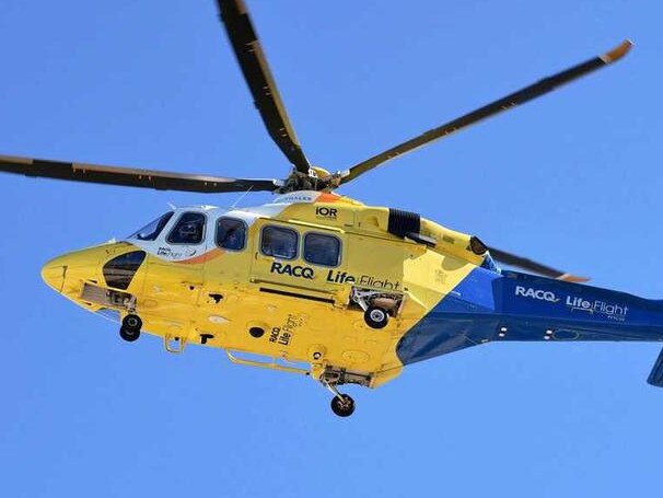 RACQ LifeFlight helicopter leaving Hervey Bay Hospital. Picture: Alistair Brightman