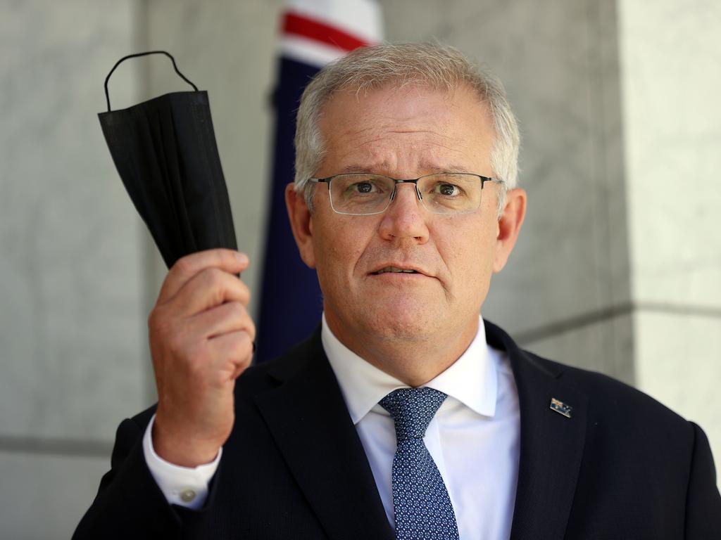 On masks, Scott Morrison told Aussies: “just wear one”. Photo: NCA NewsWire / Gary Ramage