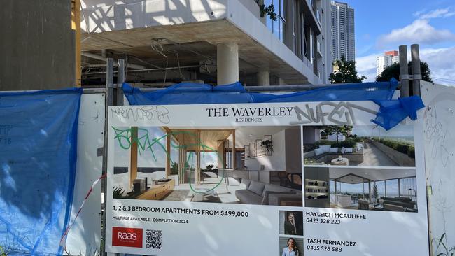 Some subbies were removing equipment and supplies, while other kept working, at the site of Waverley Residences in Southport, the day its builder Descon Group Australia went into liquidation.