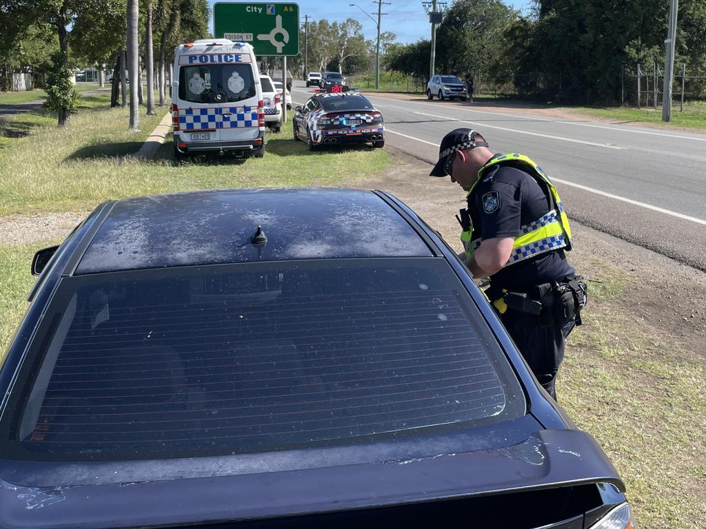 Police were breath testing drivers on Stuart Drive, Wulguru on Monday to kick off Queensland Road Safety Week. Picture: Leighton Smith.