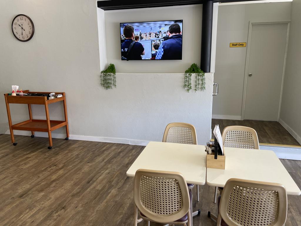 There is a new TV and dividing wall in the reopened Cafe Nova. Picture: Leighton Smith.