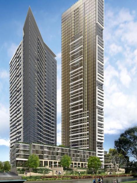 Completed in 2017, Meriton’s Altitude Towers at 330 Church St consists of 375 apartments and 254 services apartments. The buildings are 55 and 39 storeys.