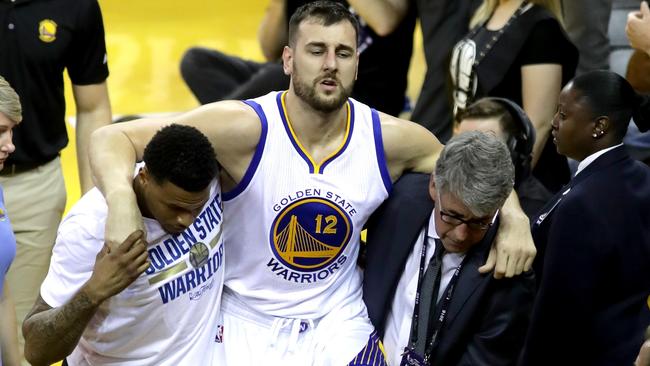 Andrew Bogut injured his knee during the NBA Finals.