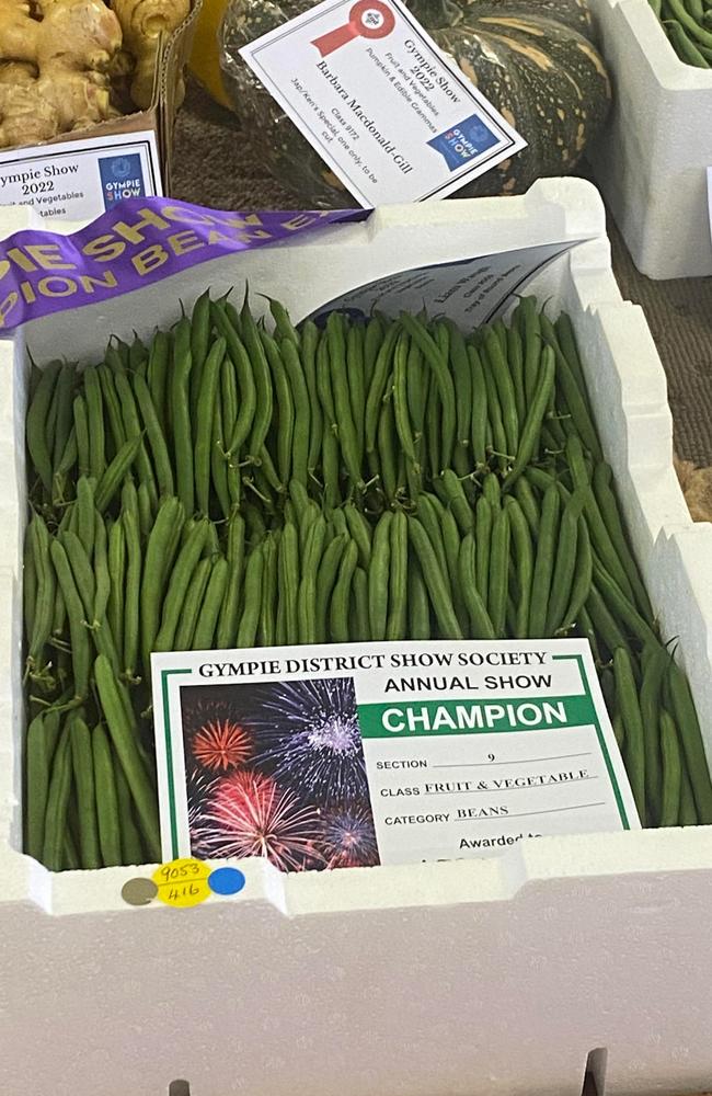 These beans won grand champion on day two of the Gympie show.