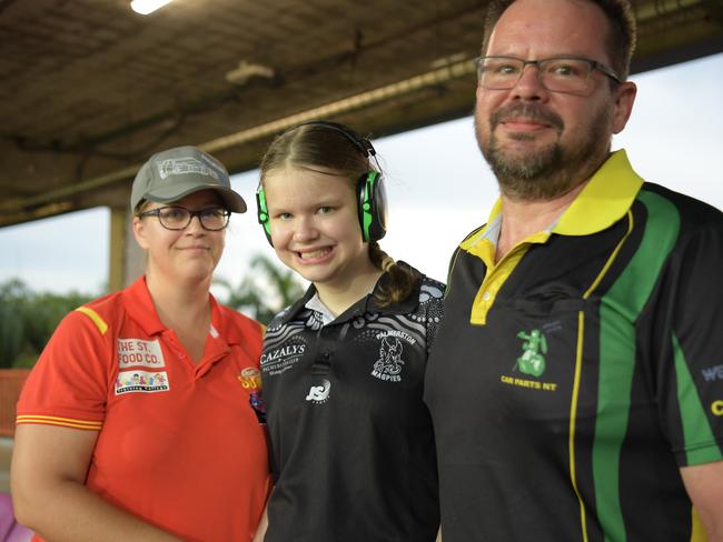 Kylie, Billie and Justin Boencke were barracking hard for Palmerston. Picture: (A)manda Parkinson.