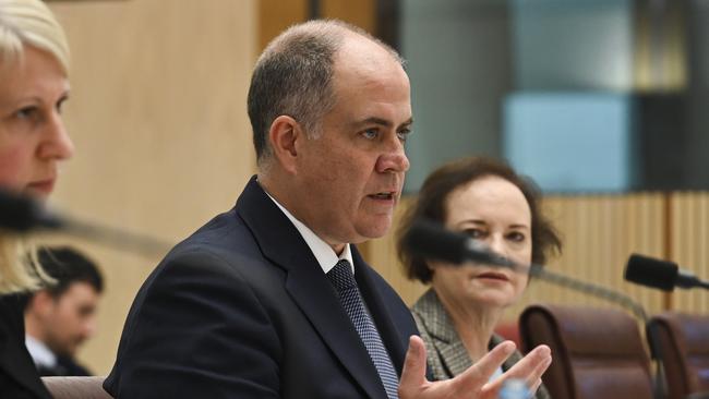 ABC Managing Director David Anderson attends a separate Senate Committee Estimates Hearing at Parliament House in Canberra one week later. Picture: NCA NewsWire / Martin Ollman