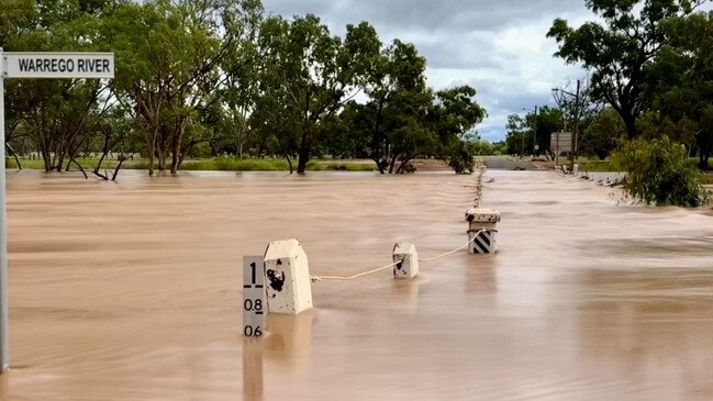 The Warrego River at Charleville at 1pm Friday. Picture: Meg Forbes Photography