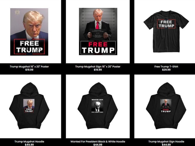 Merchandise went on sale online since Mr Trump was booked and photographed at the Fulton County Sheriff's Office on August 24.