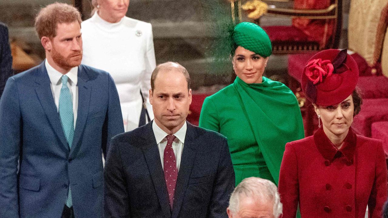 The tension between the Sussexes and the rest of the royal family was clear at the 2020 Commonwealth Service in London last March. Picture: Phil Harris/POOL/AFP