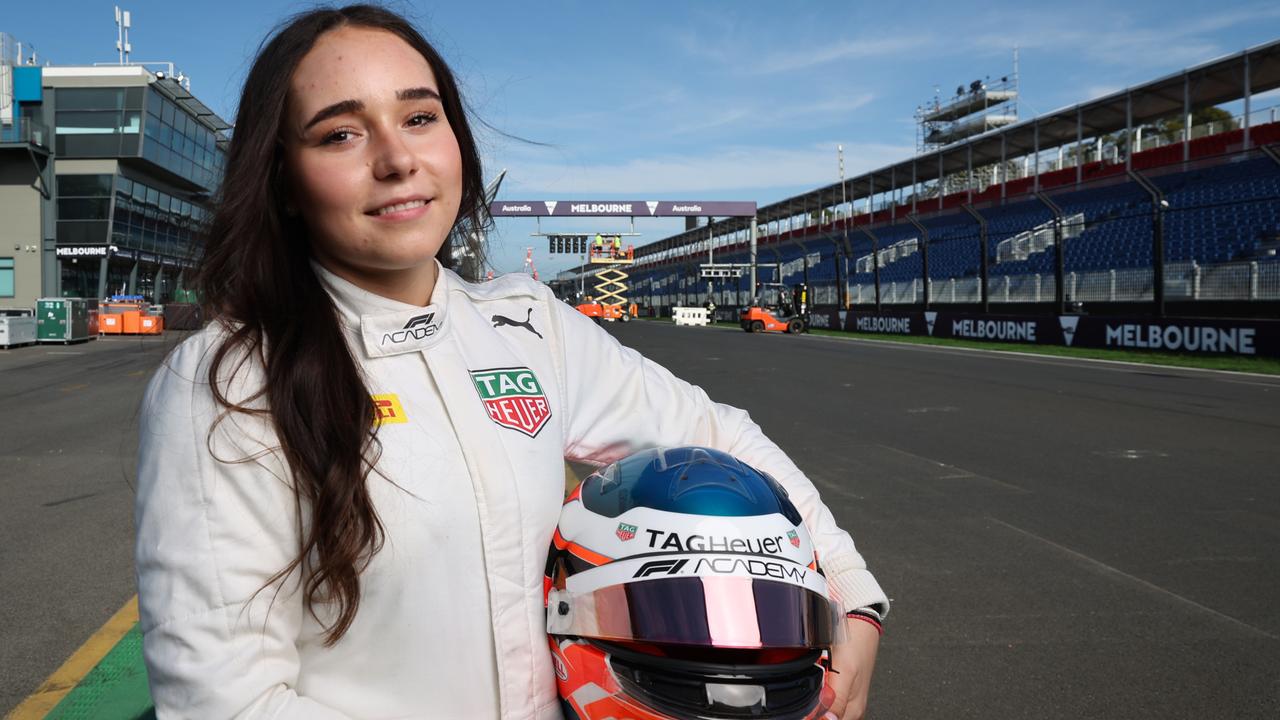 Teenager F1 academy driver Aiva Anagnostiadis at the Australian Grand Prix. Picture: David Caird