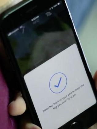 She shows how her phone has recognised her chips.