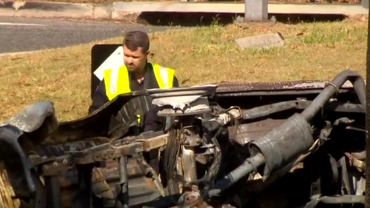 A woman died in a two-vehicle car crash in Logan, south of Brisbane. Picture: 7News