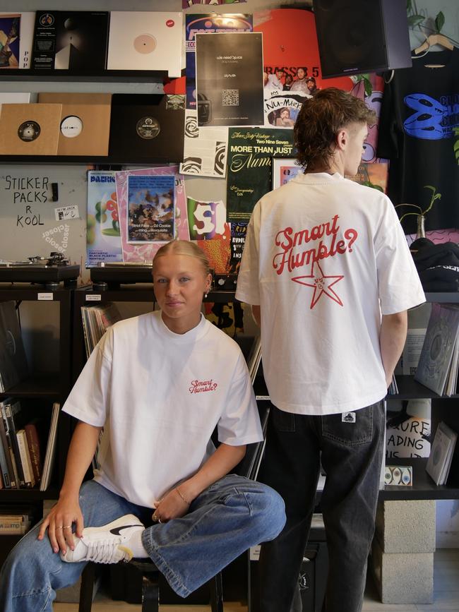 T-shirts featuring Steventon’s trademark star. Picture: Supplied