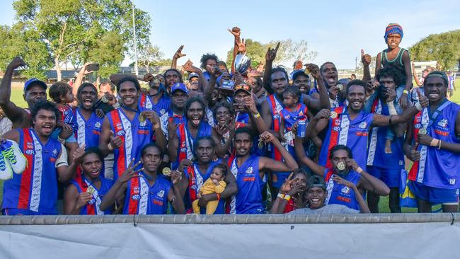 The Ngukurr Bulldogs have won the 2023 Big Rivers grand final. Picture: Tymunna Clements / AFLNT Media