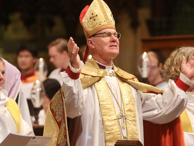 Archbishop Philip Freier during the Choral Eucharist service during the Easter service at St Paul's Cathedral on Sunday, March 27, 2016, in Melbourne, Victoria, Australia. Picture: Hamish Blair