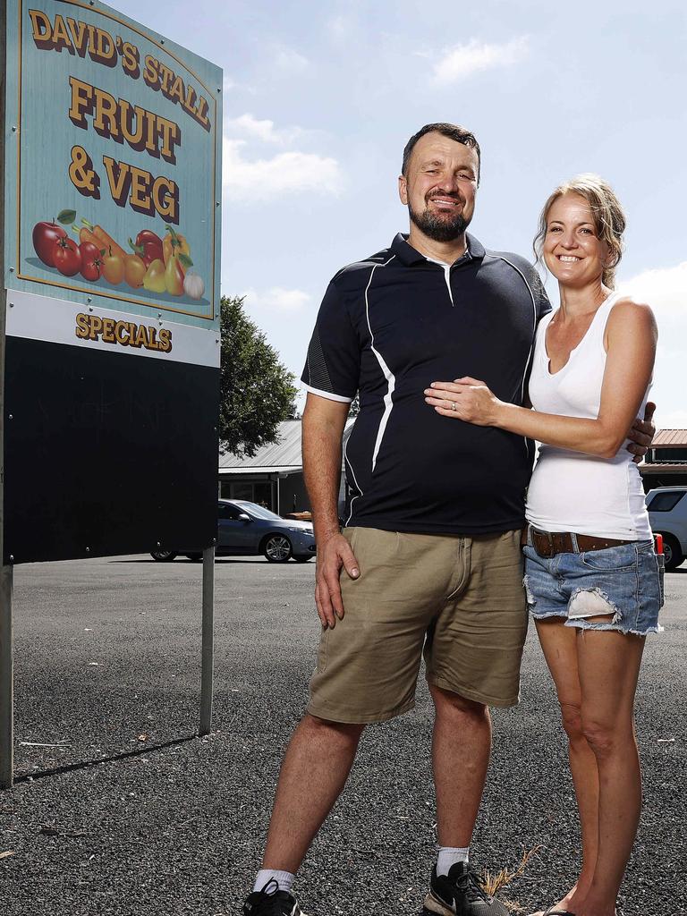 Rob Knox and his wife Anna at their business, David's Stall Fruit Shop, which has been run by Rob's family for more than 100 years. Picture: Tim Hunter