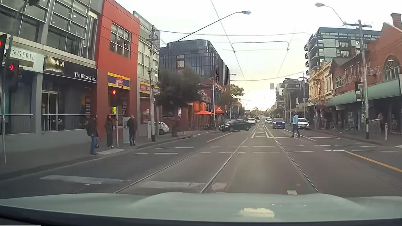 The couple are heard bragging about their driving, with the man saying “how’s that for driving darling?” as he moves through traffic. Picture: Dash Cam Owners Australia Facebook