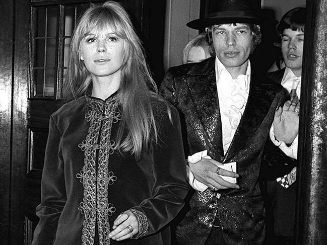 Singers Mick Jagger of band Rolling Stones and Marianne Faithfull are seen together in London in 1967. Picture: Supplied