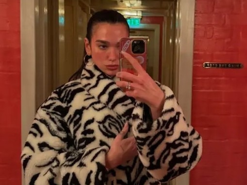 She posted the above photo Friday — which clearly shows a shimmering rock on her ring finger. Picture: dualipa/Instagram