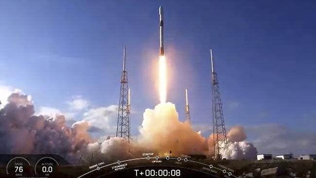 The SpaceX Falcon 9 launched a series of internet-beaming satellites late on Tuesday. Photo by Handout / NASA TV / AFP