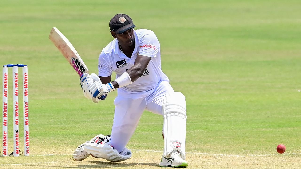 Sri Lanka's Angelo Mathews at the Zahur Ahmed Chowdhury Stadium. Photo by Munir uz ZAMAN / AFP