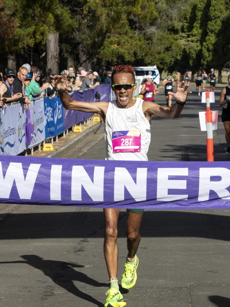 Wayne Spies wins the men's Cadbury Marathon. Picture: Chris Kidd